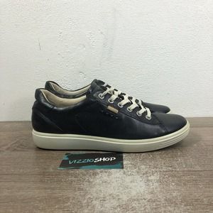 Ecco Soft 7 Leather Low Top Lace Up Black Sneakers Women's 8 EUR 39